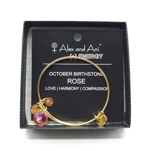 Alex And Ani October Birthstone Rose Gold Bangle Bracelet With Charms